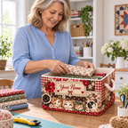 Personalized Floral Cats Patchwork Storage Basket