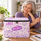 Personalized Lavender Doodle Square Storage Basket With Lid