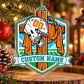 Personalized Teal and Orange Football Cross Shield Ornament