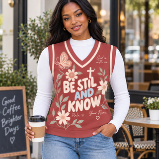Personalized Daisy Butterfly Knitted V-Neck Vest