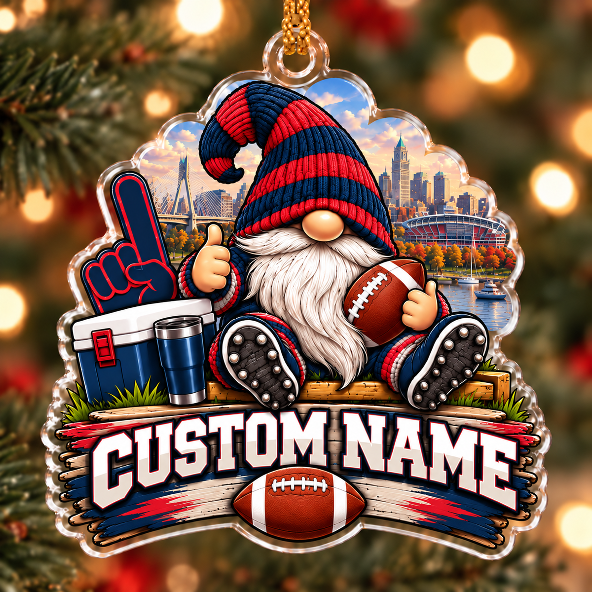 Personalized BOS Football Gnome Ornament