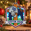 Personalized Navy and Red Football Cross Shield Ornament