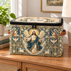 Personalized Navy Gold Floral Square Storage Basket With Lid