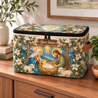 Personalized Stained Glass Floral Square Storage Basket With Lid