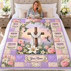Personalized Lavender Hummingbird Floral Quilt