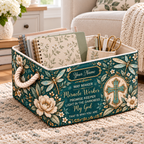 Personalized Teal Dragonfly Floral Storage Basket