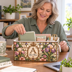 Personalized Vintage Iris Monogram Storage Basket