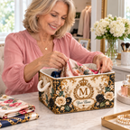 Personalized Black Cream Rose Monogram Storage Basket