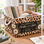 Personalized Leopard Daisy Storage Basket