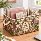 Personalized Vintage Iris Monogram Storage Basket