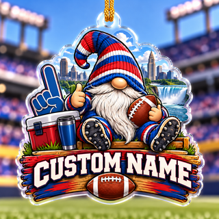 Personalized Red White and Blue Football Gnome Ornament