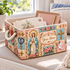 Personalized Pastel Rose Patchwork Storage Basket