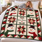 Personalized Snowmen and Patchwork Stars Quilt