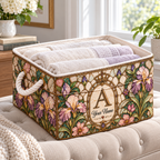 Personalized Vintage Iris Monogram Storage Basket