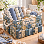 Personalized Blue Floral Books Storage Basket