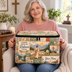Personalized Meadow Patchwork Square Storage Basket With Lid