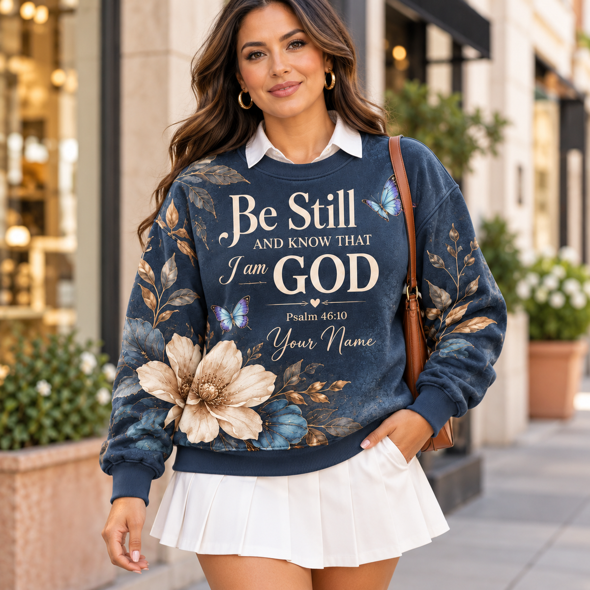 Personalized Navy Floral Butterfly Sweatshirt