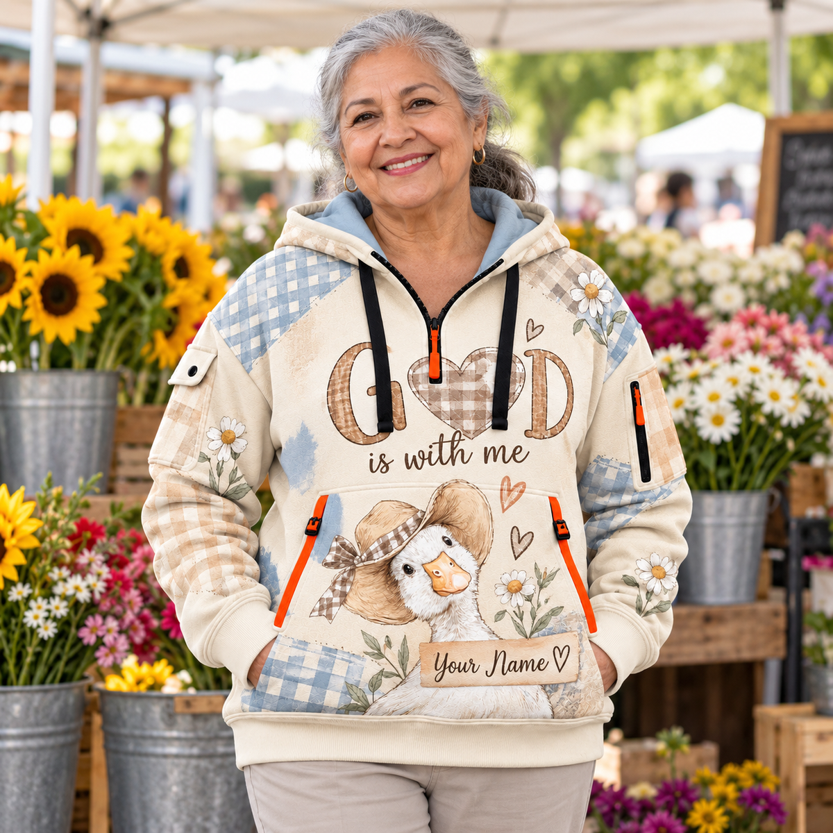 Personalized Country Duck Half-Zip Hoodie