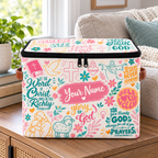 Personalized Colorful Doodle Square Storage Basket With Lid