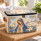 Personalized Blue Rose Lily Square Storage Basket With Lid