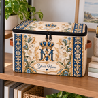 Personalized Royal Blue Lily Square Storage Basket With Lid