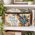 Personalized Teal Butterfly Square Storage Basket With Lid