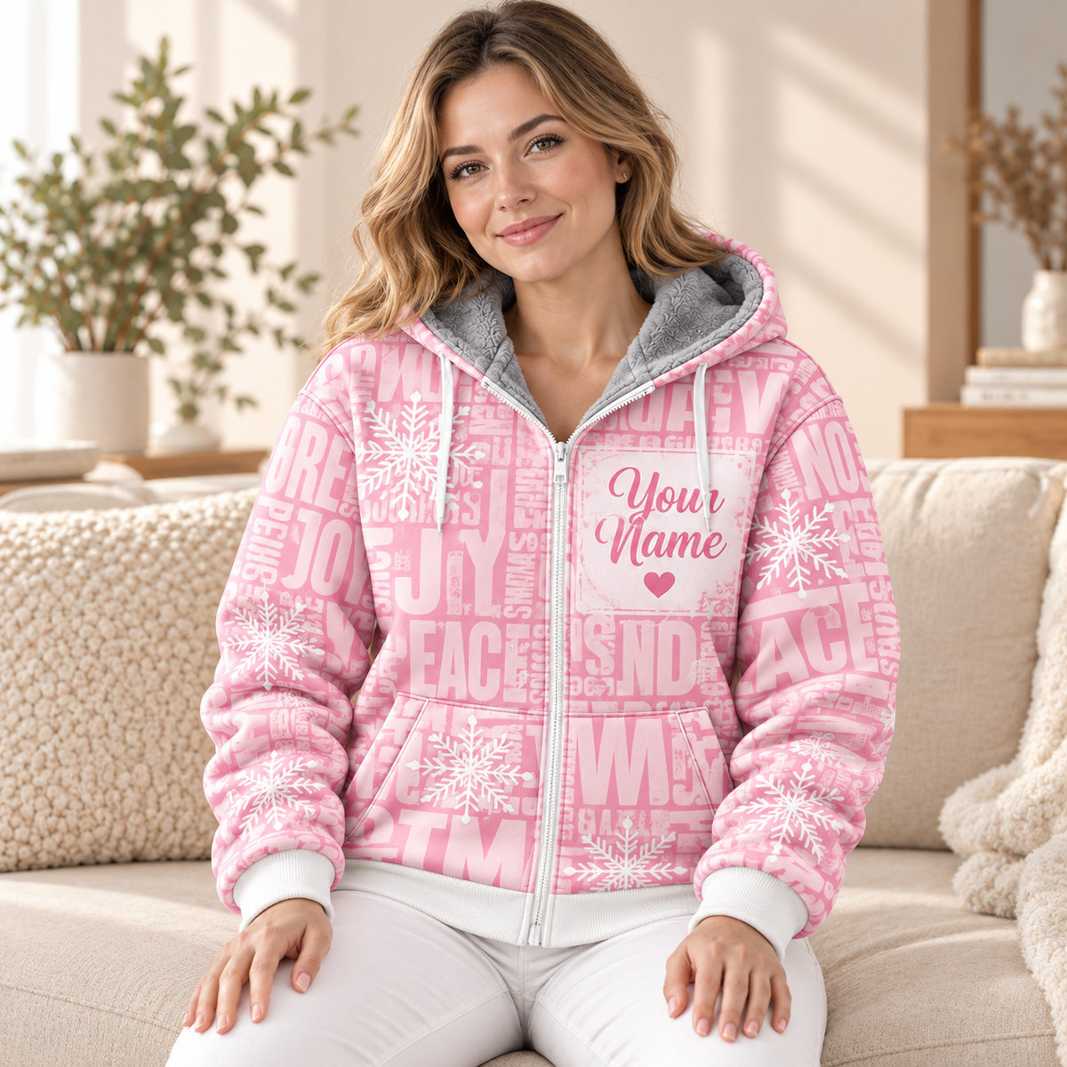 Pink Christmas Tree Personalized Fleece Jacket