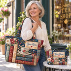 Personalized Books & Teacup Quilted Shoulder Bag & Storage Bag