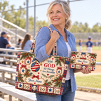 Personalized Festive Baseball Quilted Shoulder Bag & Storage Bag