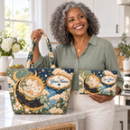 Personalized Celestial Cats Quilted Shoulder Bag & Storage Bag