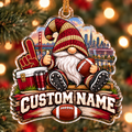 Personalized Football Fan Gnome Christmas Ornament Combo
