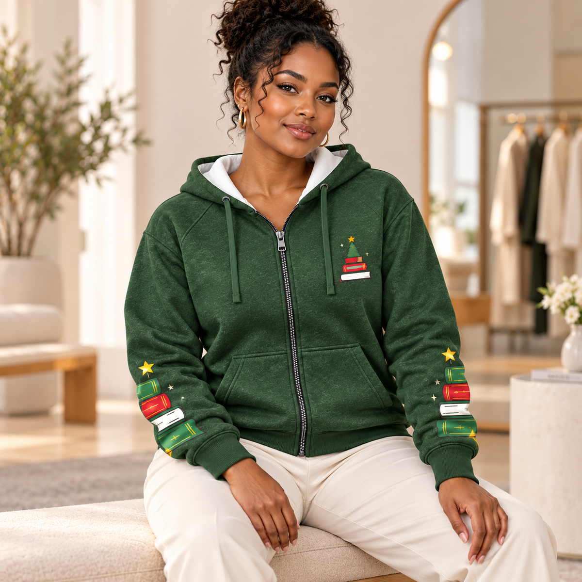Personalized Merry Bookmas Zip Hoodie