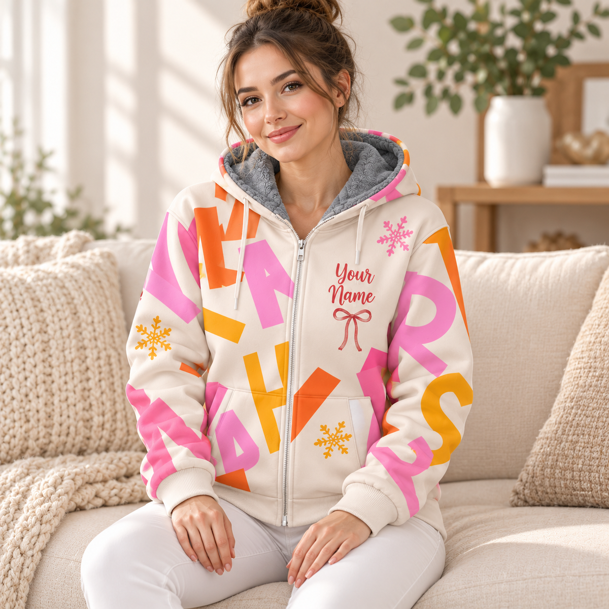 Colorful Merry Christmas Personalized Fleece Jacket