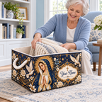Personalized Navy Floral Dove Storage Basket