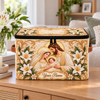 Personalized Ivory Lily Square Storage Basket With Lid