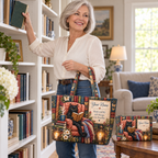 Personalized Black Reading Cat Quilted Shoulder Bag & Storage Bag