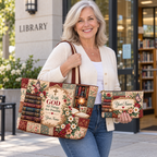 Personalized Vintage Books & Butterfly Quilted Shoulder Bag & Storage Bag