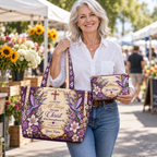 Personalized Hummingbirds & Purple Roses Quilted Shoulder Bag & Storage Bag