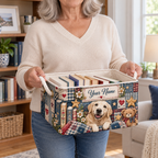Personalized Golden Retriever Patchwork Storage Basket