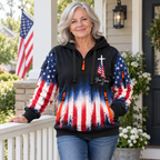 Personalized American Flag Half-Zip Hoodie