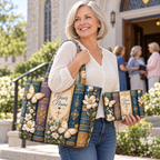 Personalized Vintage Books & Butterflies Quilted Shoulder Bag & Storage Bag