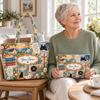 Personalized Cozy Cats & Cottage Quilted Shoulder Bag & Storage Bag