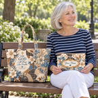 Personalized Blue Floral Patchwork Quilted Shoulder Bag & Storage Bag