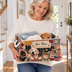 Personalized Dog and Cats Patchwork Storage Basket