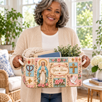 Personalized Pastel Rose Patchwork Storage Basket