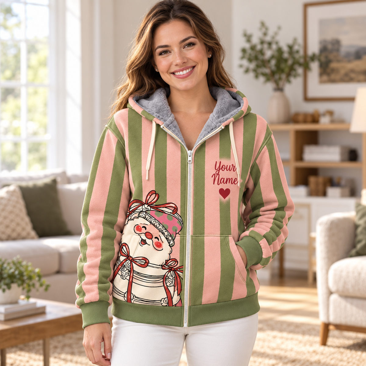 Pink Stripe Puppy Personalized Fleece Jacket