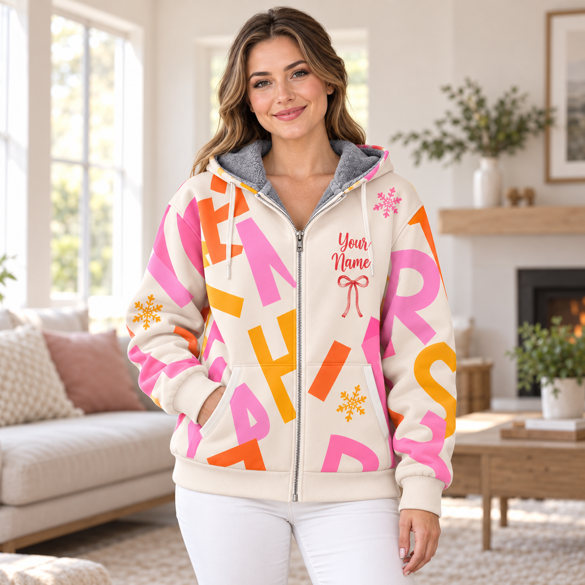 Colorful Merry Christmas Personalized Fleece Jacket