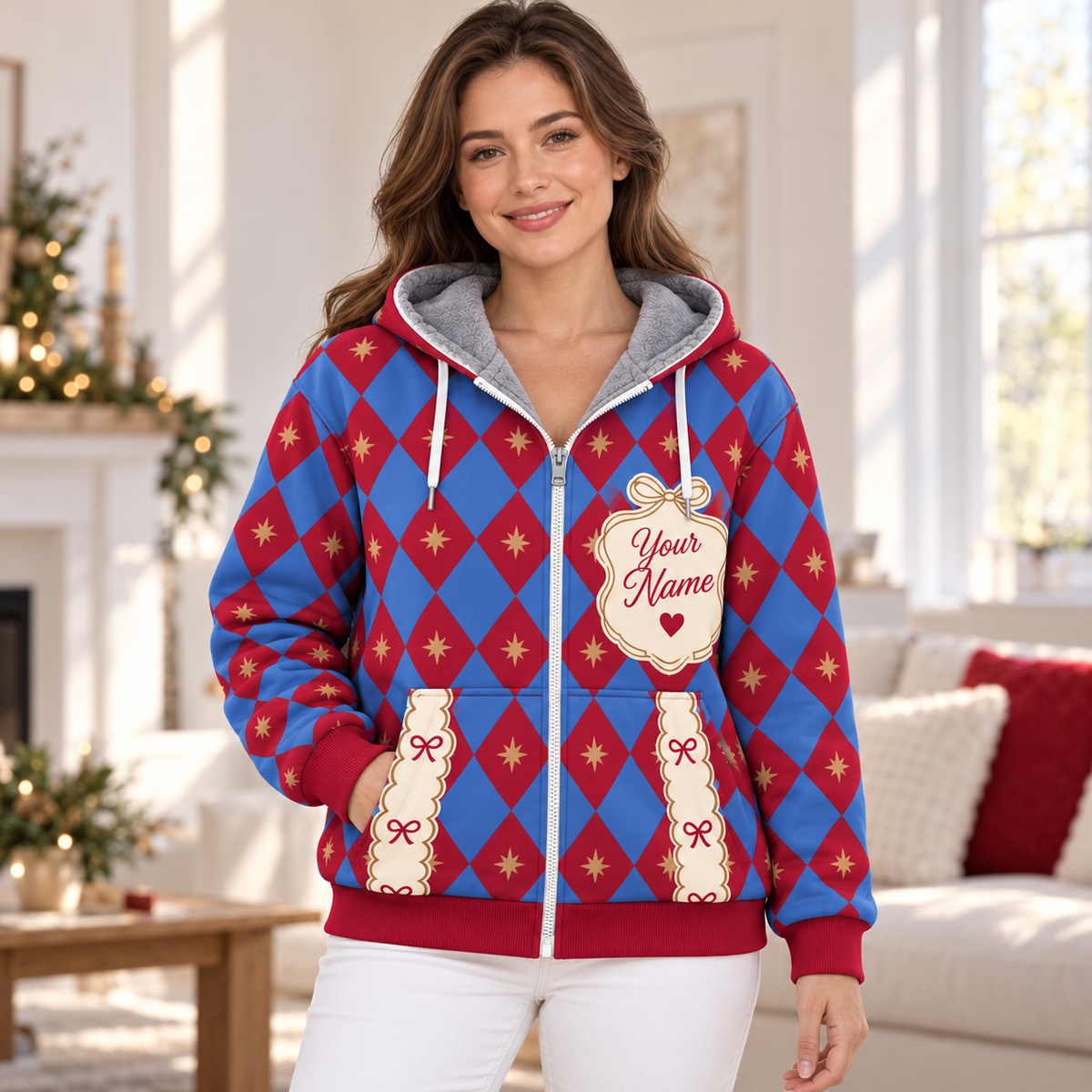 Holly Jolly Xmas Personalized Fleece Jacket