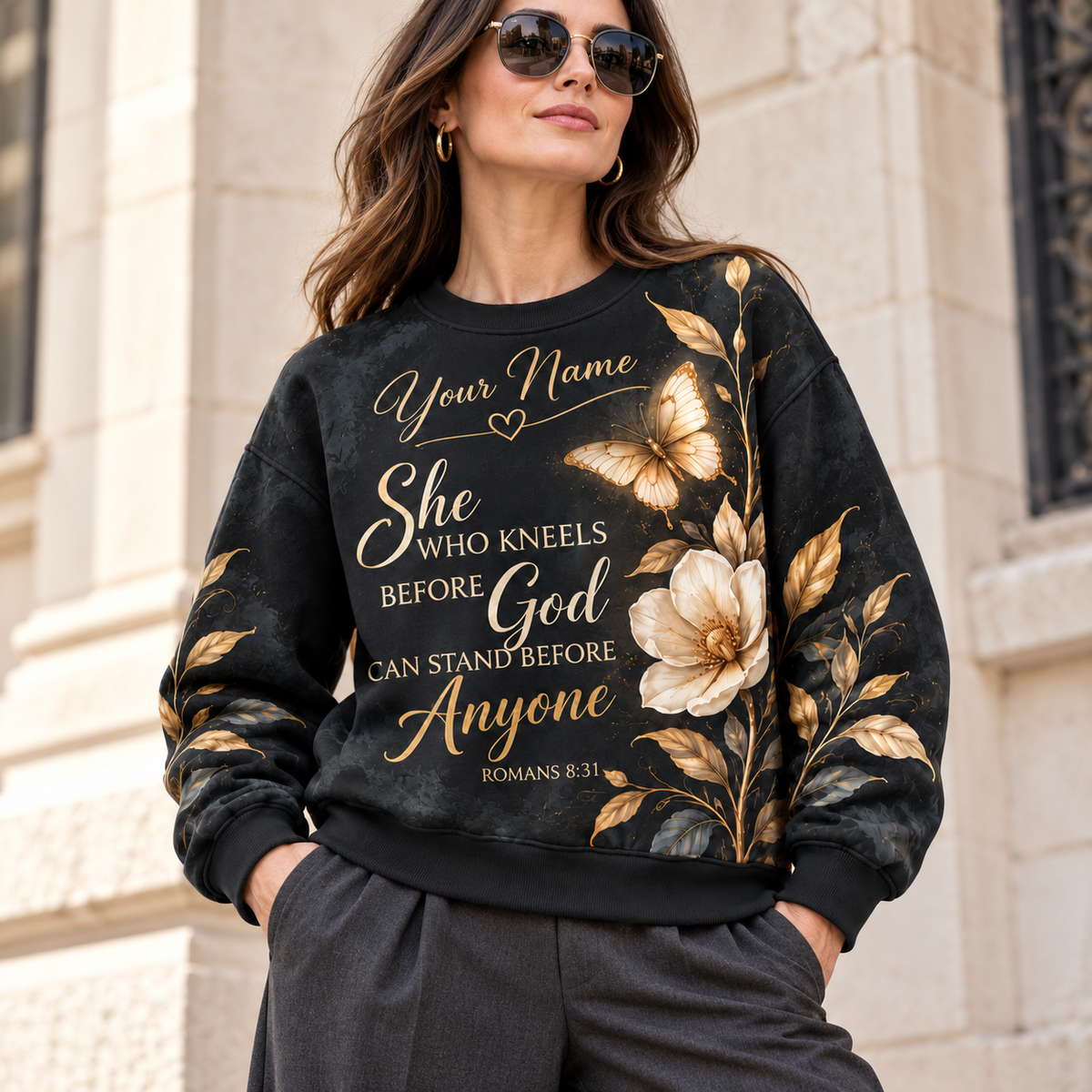 Personalized Golden Butterfly Floral Sweatshirt