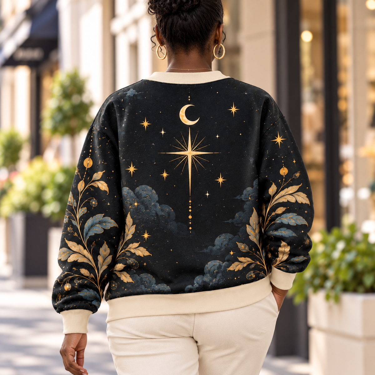 Personalized Golden Moon Cat Sweatshirt